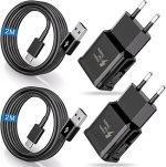 2-Pack Chargeurs USB, Chargeur Rapide avec Câble de Charge de 2M,Type C Adaptateur Telephone pour Samsung Galaxy A13 A14 A20e A23 A32 A33 A34 A40 A51 S8 S9 S10 S20 S21 FE Ultra Plus Z Flip3
