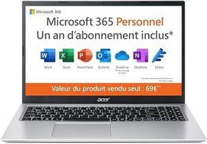 Acer Aspire 1 A115-32-C3AK Ordinateur Portable 15,6'' Full HD, PC Portable