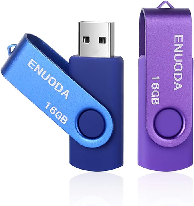 Lot de 2 Clé USB 16 Go ENUODA USB 2.0 Flash Drive Stockage Rotation Disque Mémoire Stick Blue violet