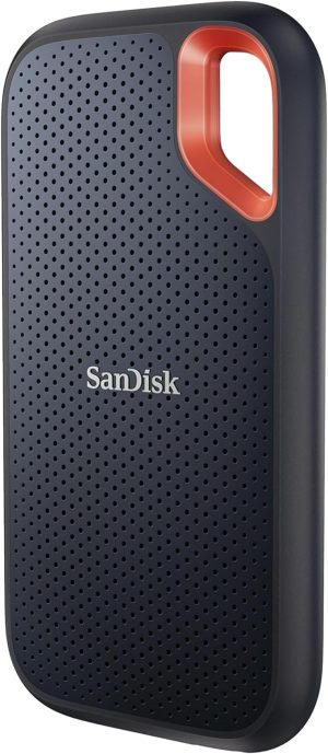 SanDisk 1 To Extreme Disque SSD portable, USB-C USB 3.2 Gén. 2 Disque SSD NVMe externe jusqu'à 1050 Mo/s Résistance à la poussière et à l'eau classée IP65