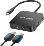 Hub, Adaptateur, ACASIS, USB C Station d'accueil Dual Moniteur vers Double 4K HDMI, 100W PD, 2 USB 3.0, 1 USB C 3.0, pour MacBook, Steam Deck, Dell/HP/Lenovo/Surface/Switch