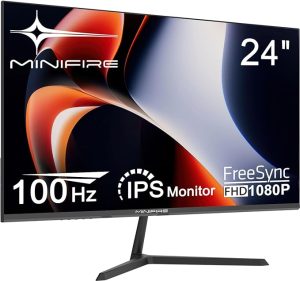 Minifire Écran PC 24 Pouces 100Hz,IPS, FreeSync, FHD 1080P avec HDMI VGA Ports, Mode Faible lumière Bleue & Flickerless, Angle de Vision de 178°,Moniteur de bureau(MF24X3AL câble HDMI Inclus)