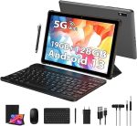 PIXPEAK Tablet 10 Pouces Android 13, Tablette avec 5G WiFi Octa-Core 2.0GHz, 19GB RAM, 128GB ROM (TF 1TB), 8000mAh, 5+8MP Camera, Tablette avec Clavier|Souris|Etui|Casque|Headphones-Gris
