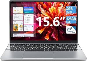 SGIN Ordinateur Portable 15,6" 4 Go RAM 128 Go SSD, N4000 Celeron Dual-Core, Wi-FI 2,4/5,0 G, Bluetooth, Mémoire Extensible 512 Go TF, 1366 * 768 IPS Portable avec Clavier Autocollant en 8