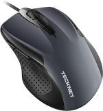 TECKNET Mouse Pro S2 Souris Filaire Optique Haute Précision 6 Boutons 6400 DPI 4 DPI Réglable Souris Ergonomique pour Windows 11/10/8.1/8/Vista/XP/Mac Ordinateur Portable/Bureau Câble 1.5M-Gris