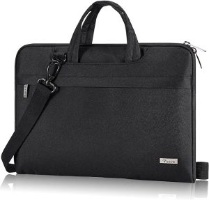 Voova Sacoche pour Ordinateur Portable légère 15 15.6 Pouces Sac Pochette Housse PC Imperméable Sac à bandoulière Sac à main avec Bandoulière et Poignée Cachée Noir